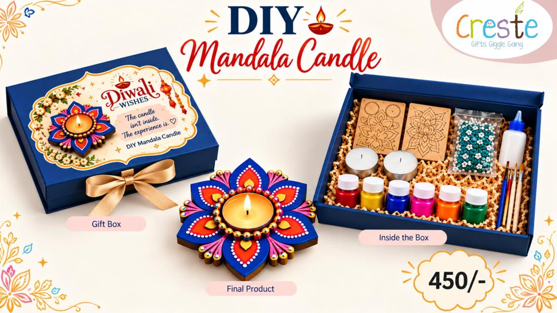 DIY Mandala Candle making kit: gift box, paints and contents