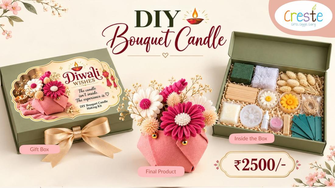 DIY Bouquet Candle making kit: gift box and contents