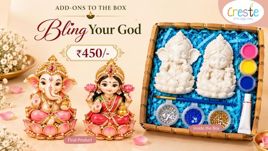 Bling Your God DIY painting kit with Ganesha and Lakshmi figurines
